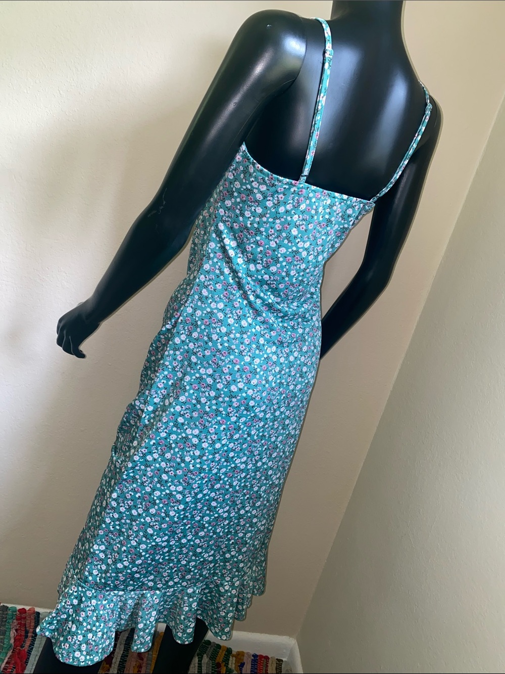 Liberty Love Teal Ruched Floral Maxi Dress - Picture 6 of 12